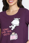 Zivame Farm Lore Knit Cotton Night Dress - Blackberry Wine — thumbnail 5